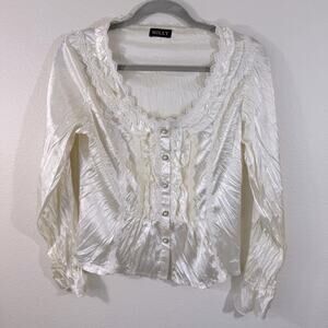 MILLY Vintage Women's White Ruffled Blouse